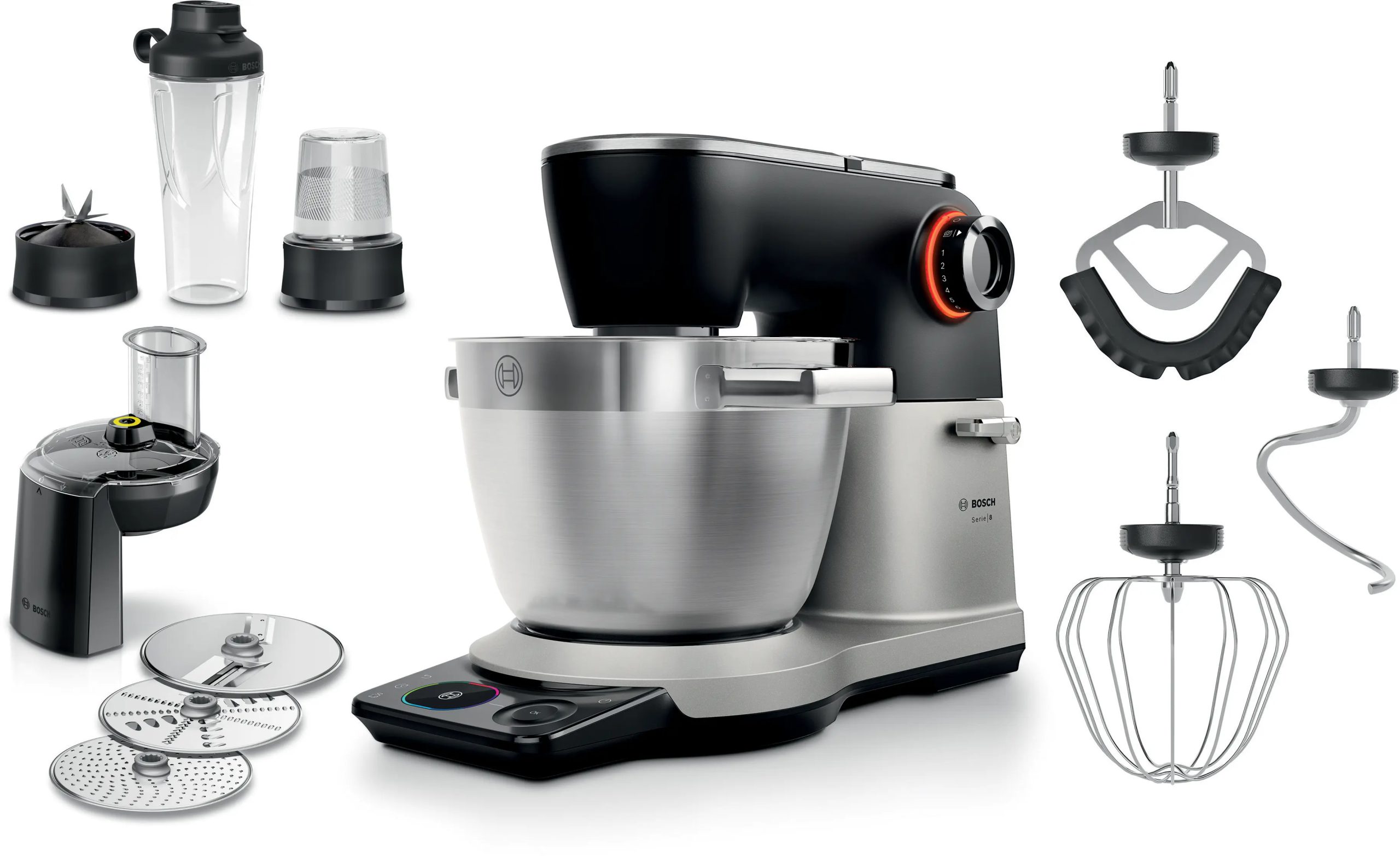 BOSCH MUMS8ZS22 Serie 8 konyhai robotgép beépített mérleggel, fekete–inox – 2. kép