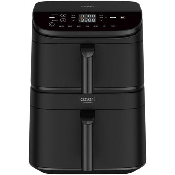 COSORI Turbo Tower 10,8 literes, kétkosaras forrólevegős sütő – fekete