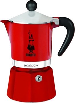 BIALETTI 0004963 Rainbow piros alumínium kotyogós kávéfőző, 6 adagos