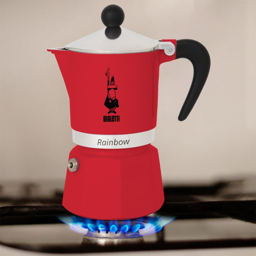 BIALETTI 0004962 Rainbow piros alumínium kotyogós kávéfőző, 3 adagos – 3. kép