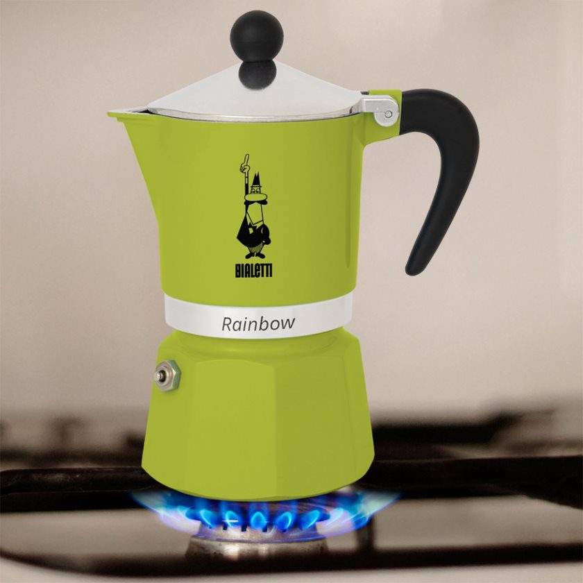 BIALETTI 0004972 Rainbow zöld alumínium kotyogós kávéfőző, 3 adagos – 6. kép