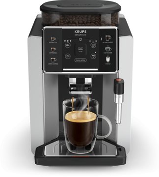 KRUPS EA910E10 Sensation automata eszpresszógép tejhabosítóval, ezüst-fekete