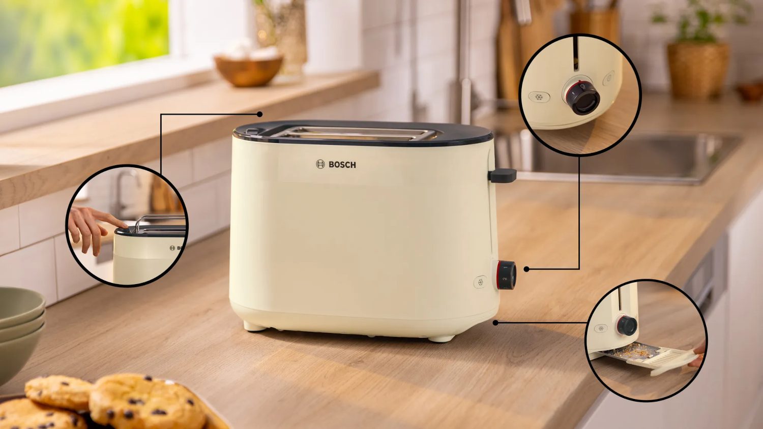 BOSCH TAT2M127 MyMoment kenyérpirító, 2 szeletes, 950 W, krém – 2. kép