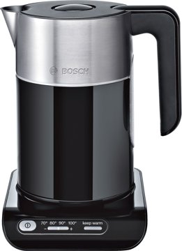 BOSCH TWK8613P hőmérséklet-szabályozós vízforraló, fekete-ezüst