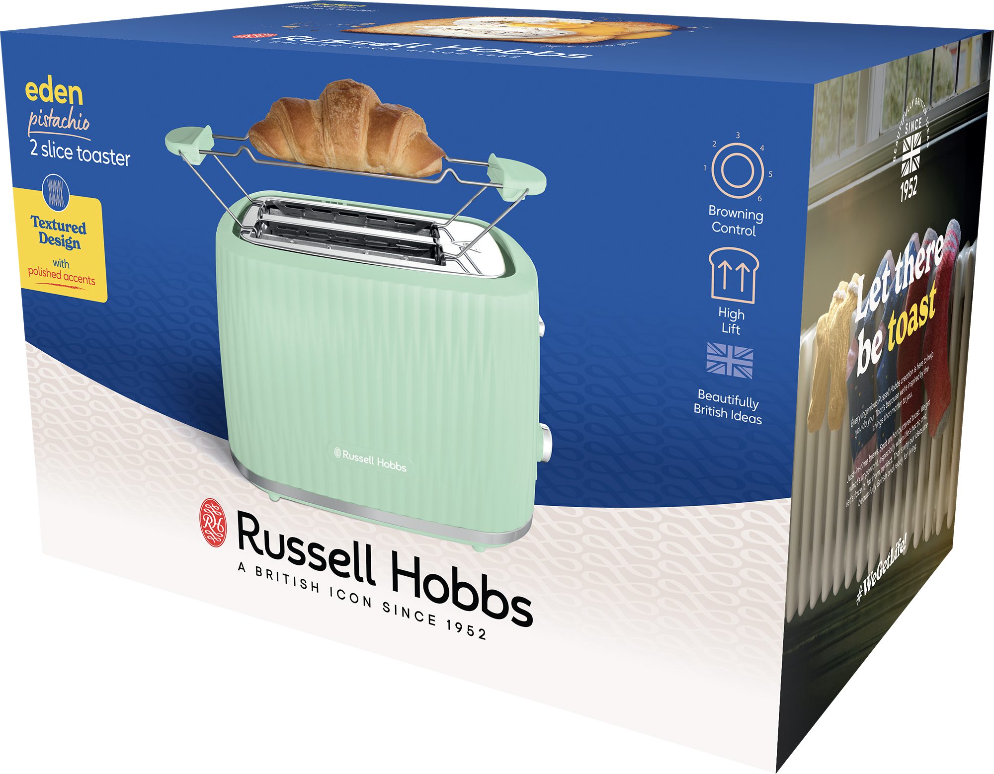 RUSSELL HOBBS 27374-56/RH Eden pisztácia színű, 2 szeletes kenyérpirító – 9. kép