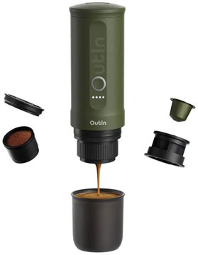 OUTIN ONANO-FGR Nano akkumulátoros hordozható kávéfőző, Forest Green zöld
