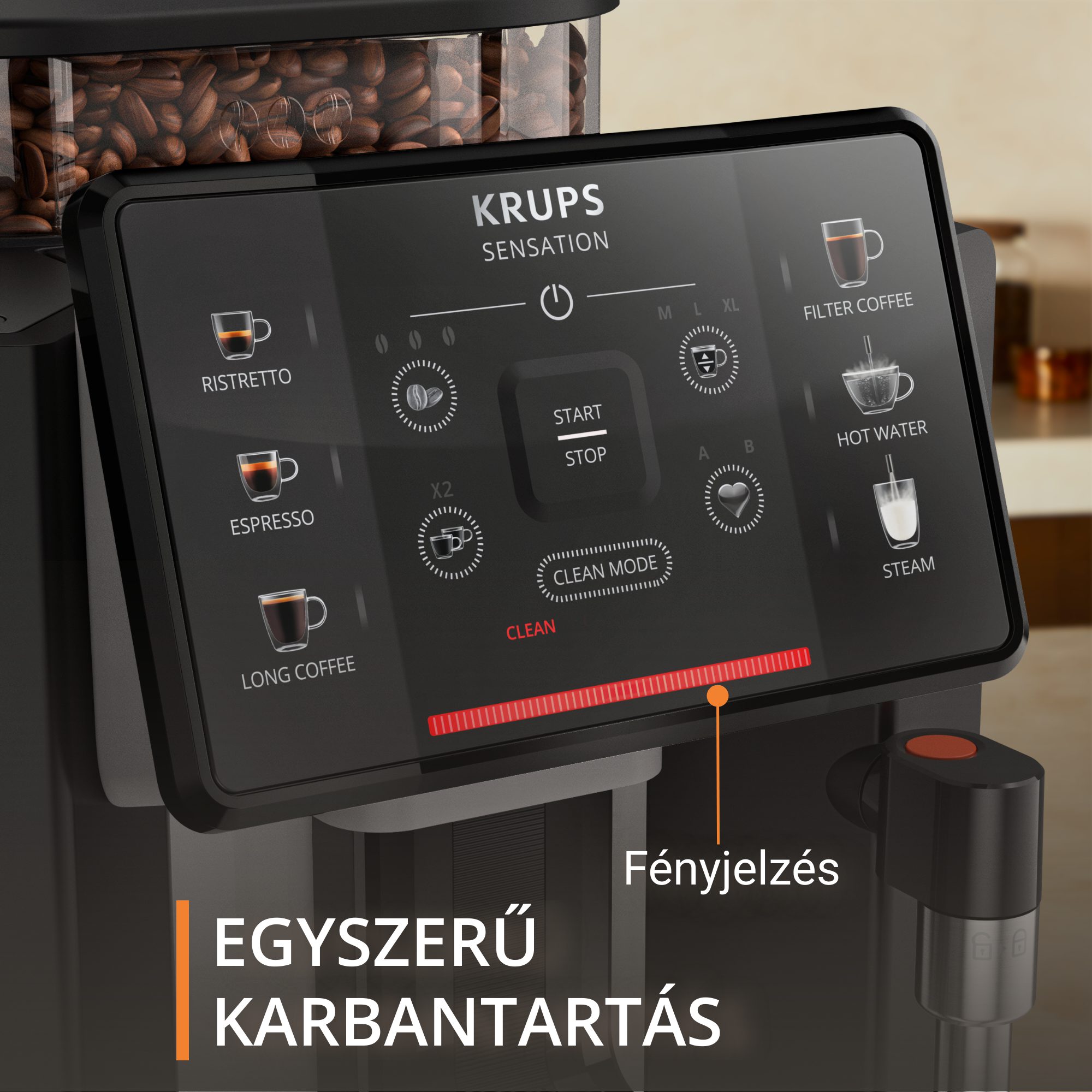 KRUPS EA910A10 Sensation automata kávéfőző érintőkijelzővel, fekete – 4. kép
