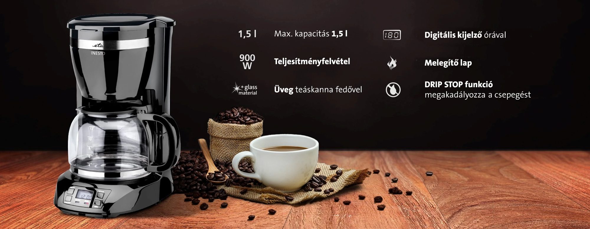 ETA 3174 Inesto programozható filteres kávéfőző üvegkancsóval – 9. kép
