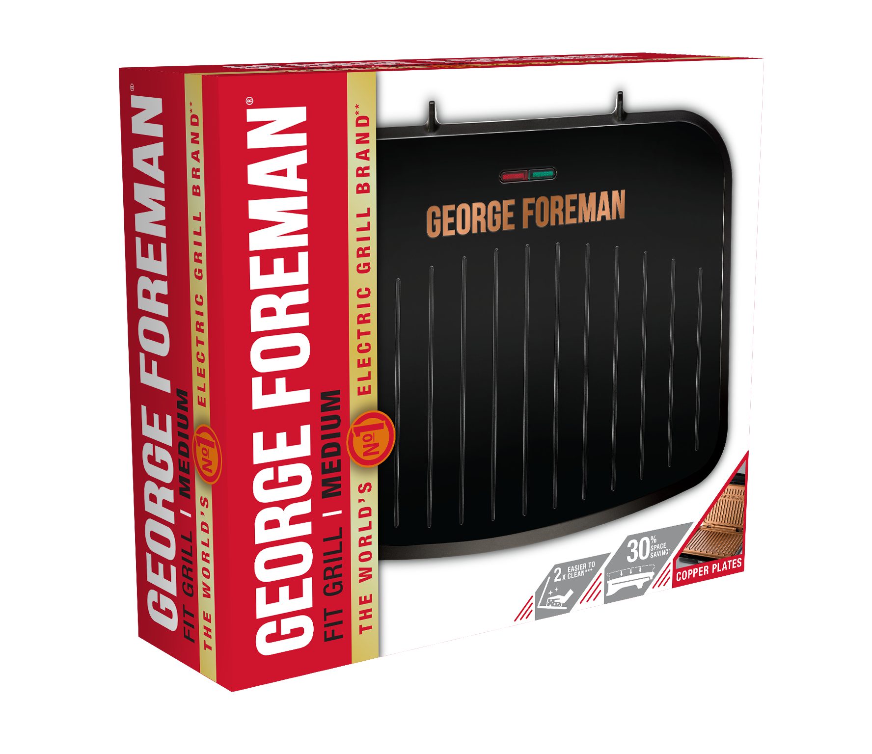 GEORGE FOREMAN 25811-56/RH Fit Grill Copper elektromos grillsütő réz sütőlapokkal – 3. kép