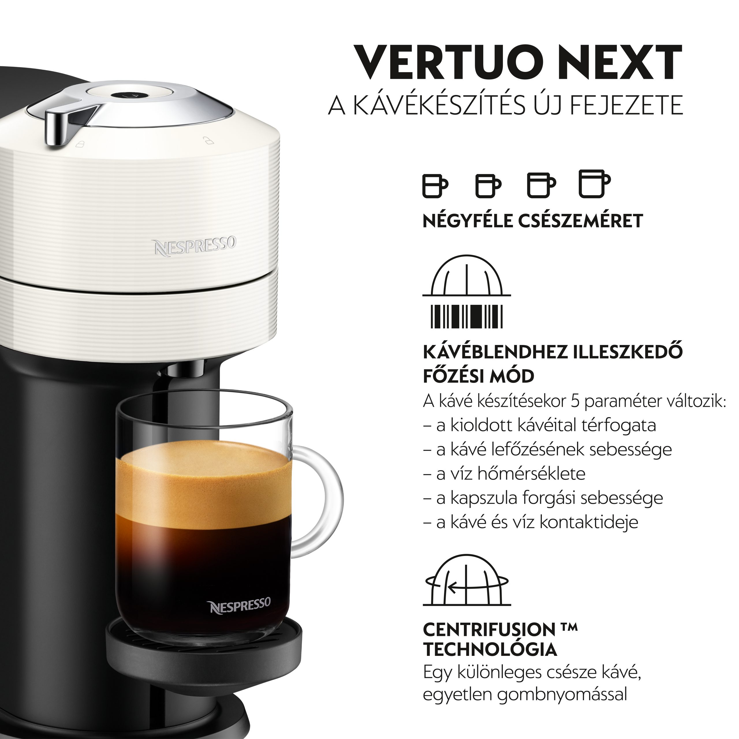 DE-LONGHI Nespresso ENV120.W Vertuo Next fehér kapszulás kávéfőző – 2. kép