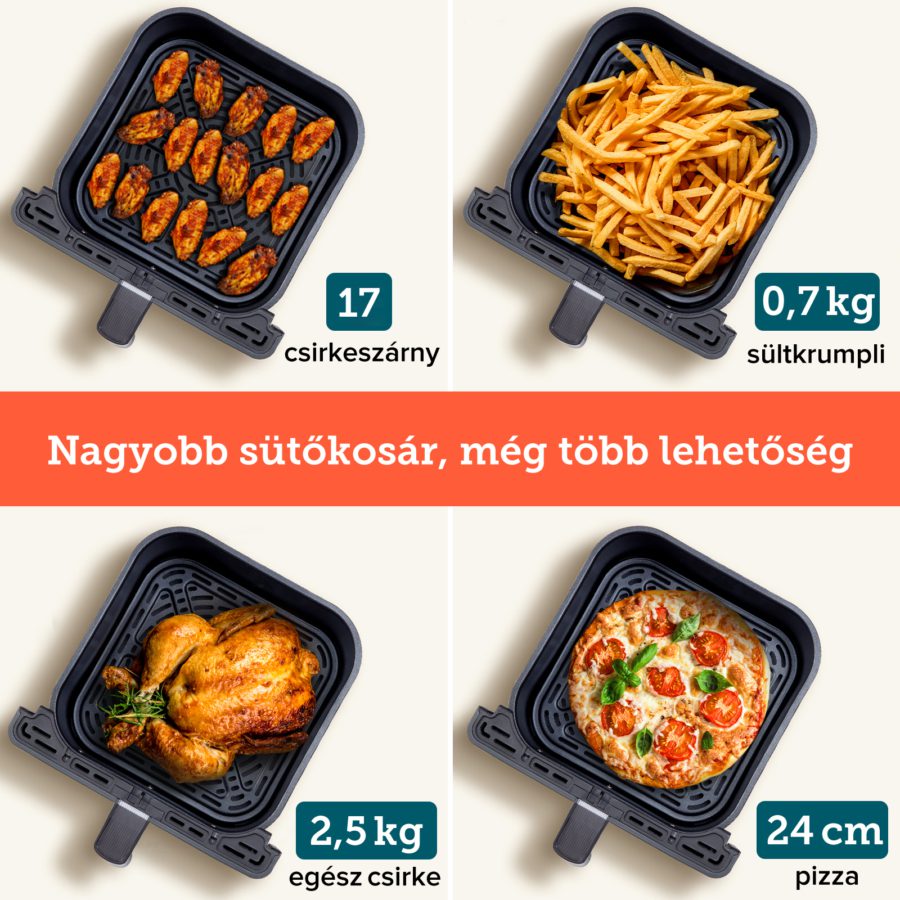 COSORI CAF-P583S-AEUR Dual Blaze 6,4 literes forrólevegős sütő, világosszürke – 9. kép