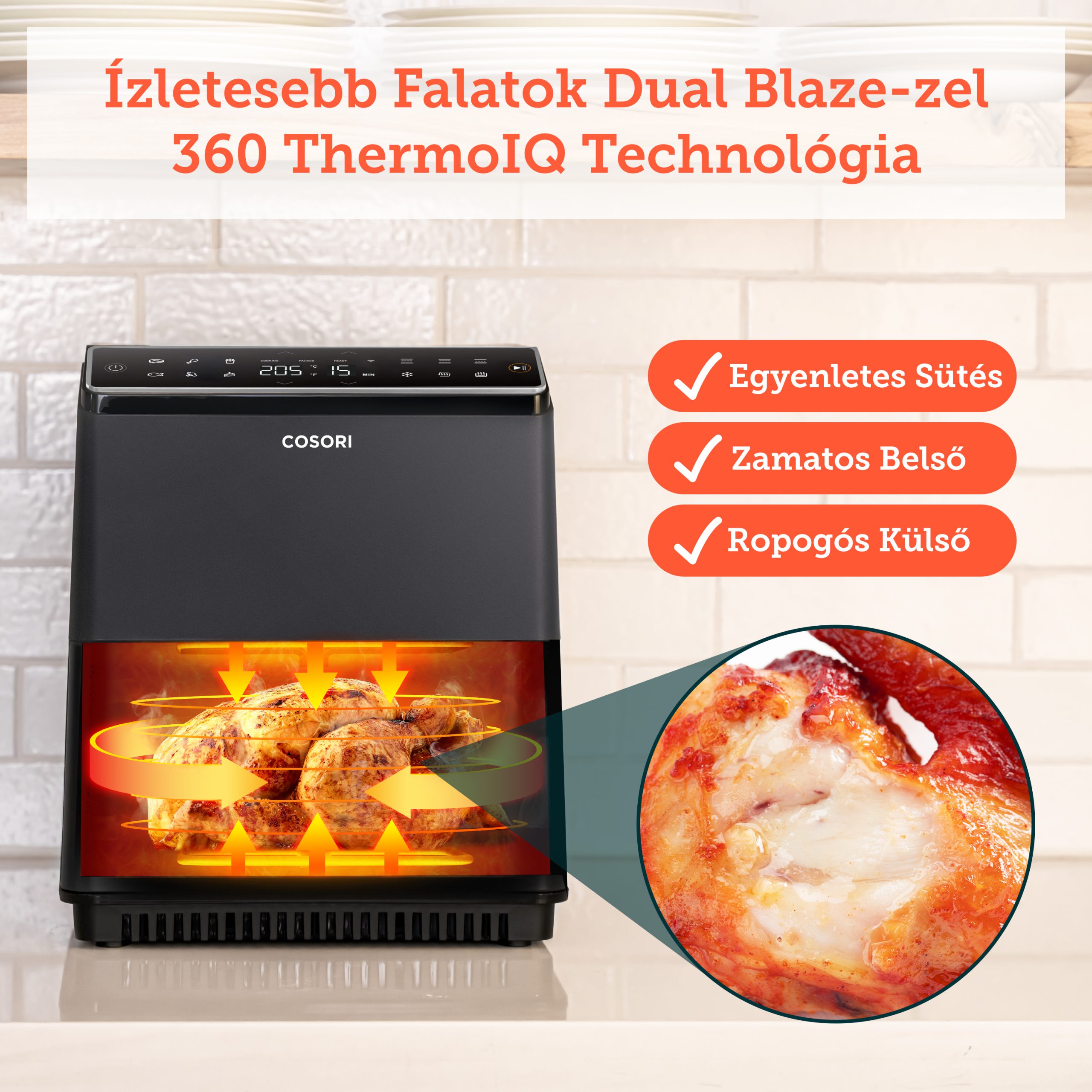 COSORI CAF-P583S-AEUR Dual Blaze 6,4 literes forrólevegős sütő, világosszürke – 16. kép