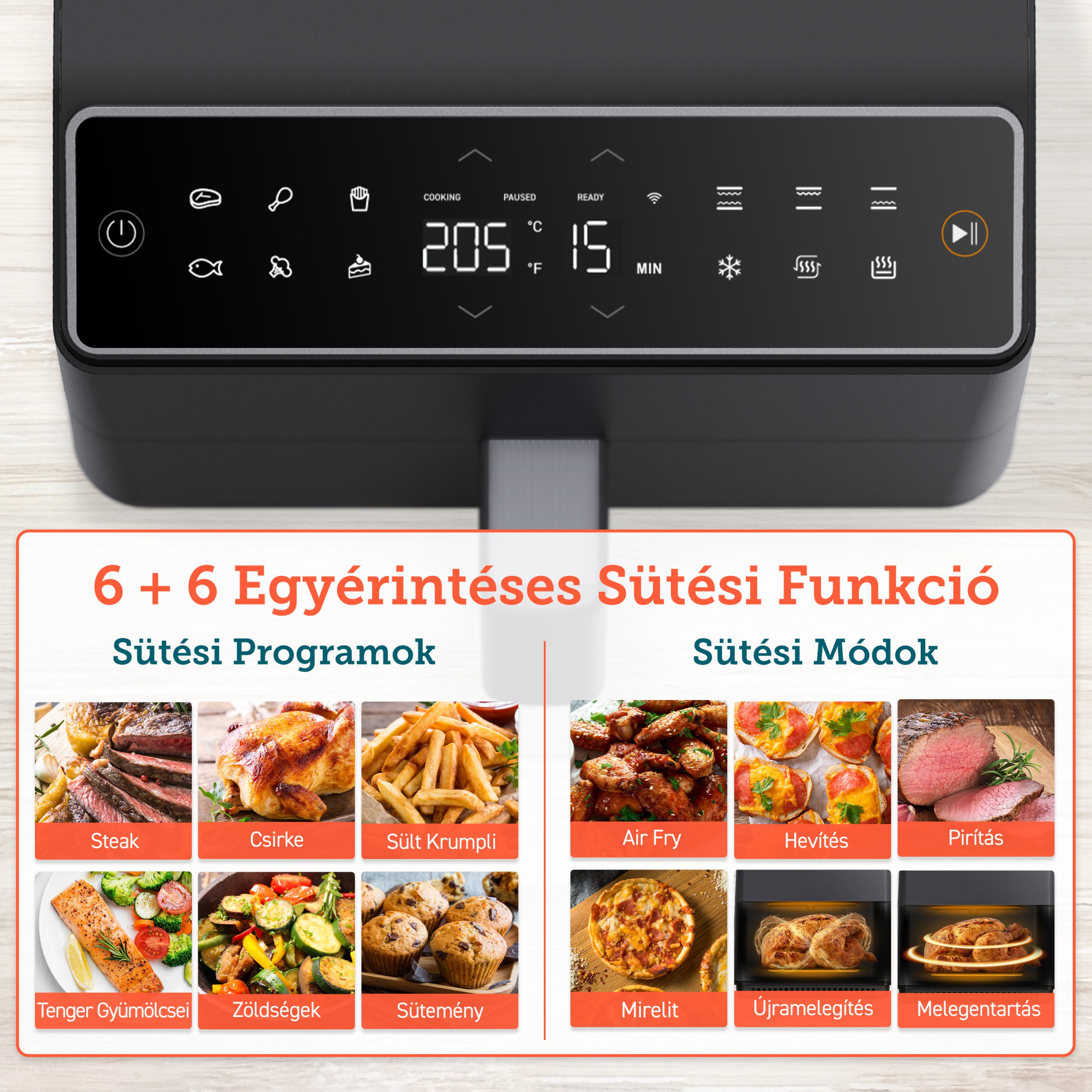 COSORI CAF-P583S-AEUR Dual Blaze 6,4 literes forrólevegős sütő, világosszürke – 17. kép