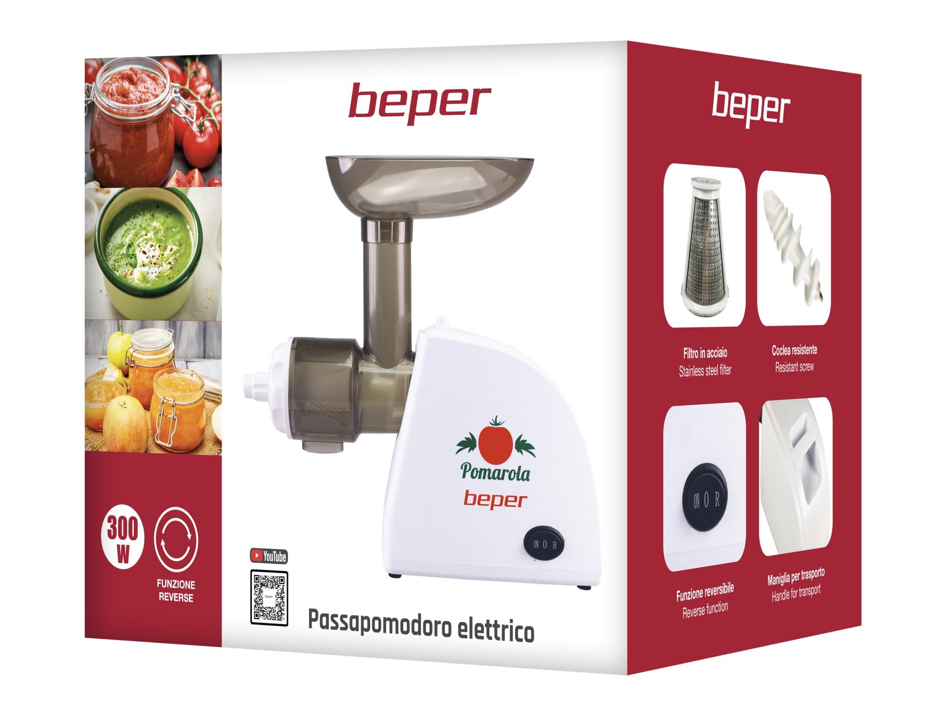 BEPER BP.720 hálózati paradicsompasszírozó, 300 W, fehér – 4. kép