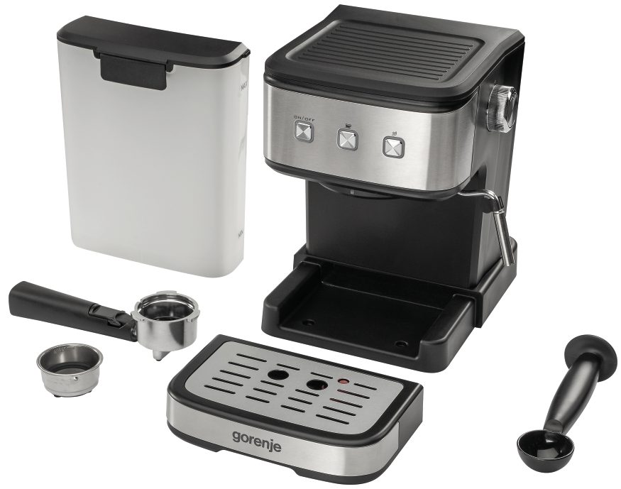 GORENJE ESCM12MBK eszpresszó kávéfőző, 850 W, inox-fekete – 2. kép