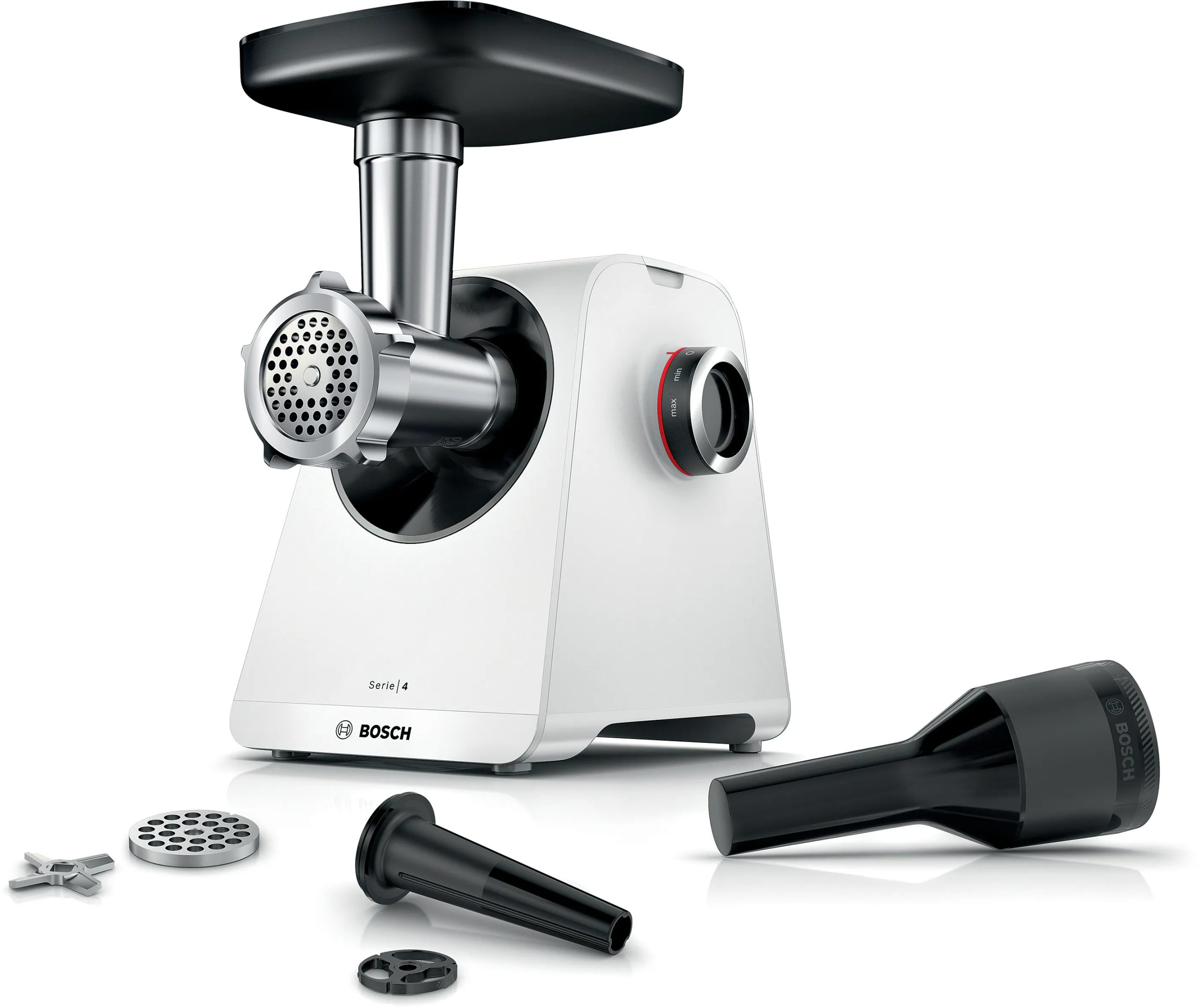 BOSCH MFWS420W MultiPower S4 húsdaráló 1900 W teljesítménnyel és kolbásztöltővel