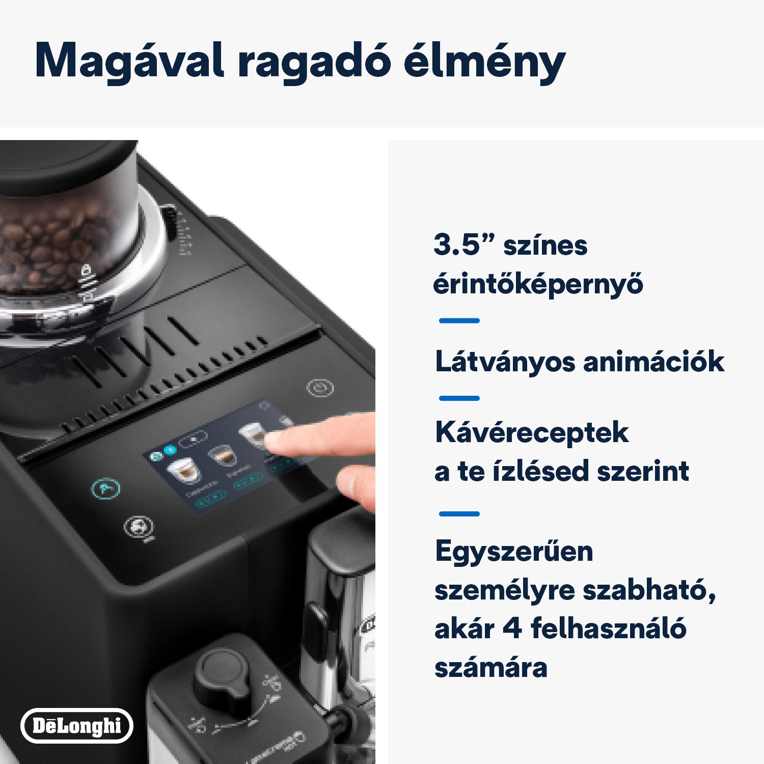 DE-LONGHI Rivelia EXAM440.55.B automata kávéfőző Bean Switch rendszerrel – 10. kép
