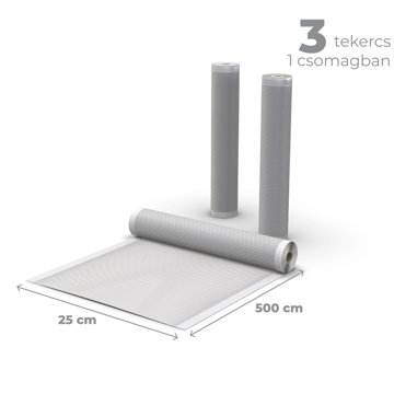 AENO AVSR25X500 átlátszó, 7 rétegű vákuumfólia-tekercs, 3 db