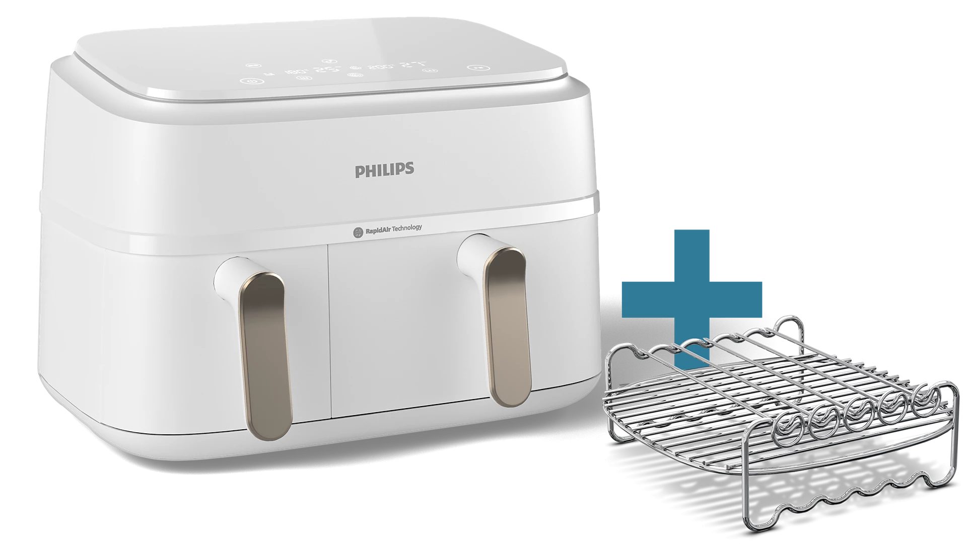 PHILIPS NA353/14 3000 Series 9 literes dupla kosaras forrólevegős sütő tartozékokkal – 3. kép