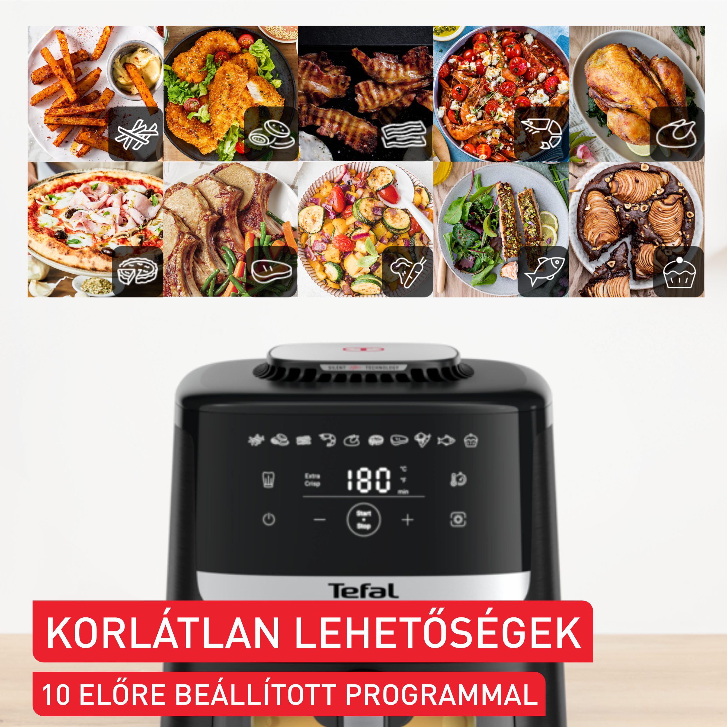 TEFAL EY5568E0 Easy Fry Silence XL forrólevegős sütő 4,2 literes kosárral – 4. kép