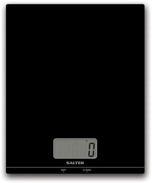 SALTER 450BC fekete üveglapos digitális konyhai mérleg, 5 kg