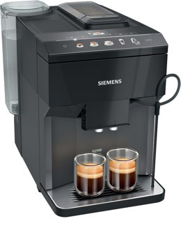 SIEMENS TP511R09 EQ500 automata kávéfőző, 15 baros pumpával és kerámia őrlővel, zongorafekete