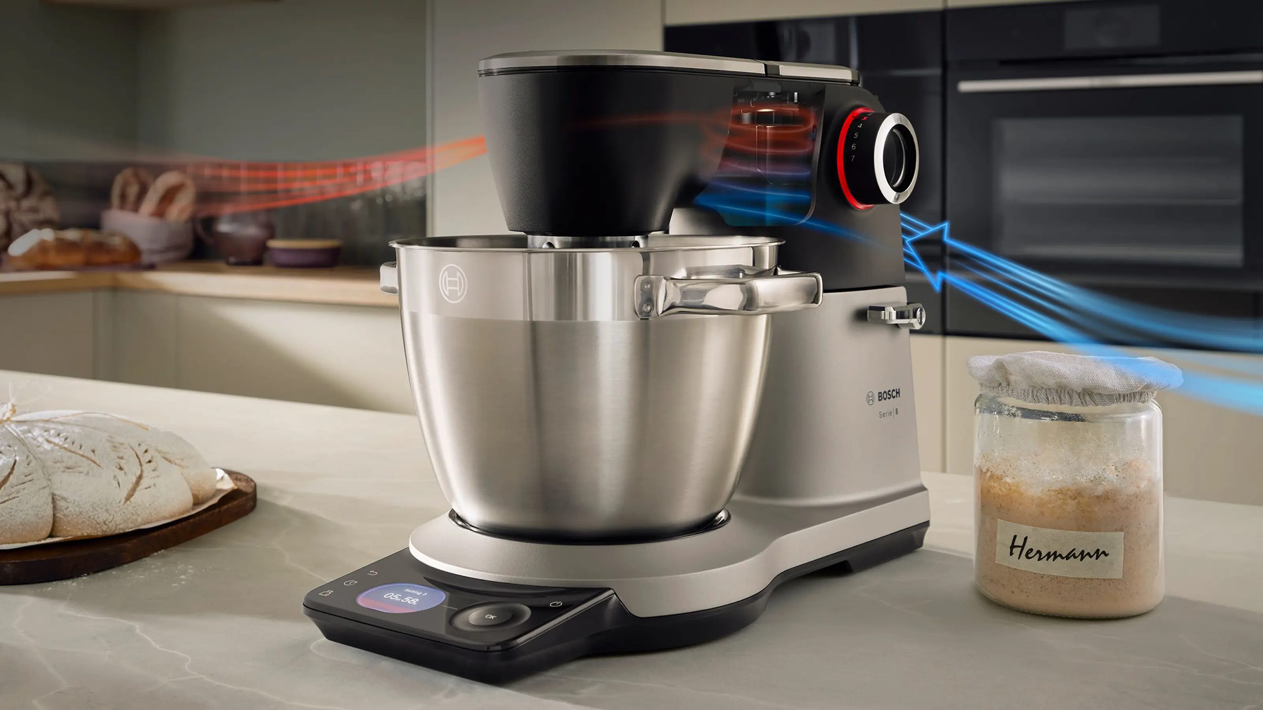 BOSCH MUMS8ZS00 Serie8 konyhai robotgép beépített mérleggel, 1800 W, fekete/inox – 4. kép